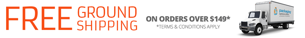 Introducing a new way to save at Packaging Options Direct. We know that shipping charges can get expensive. Starting today, get free ground shipping on orders $149 or more. This is a perfect way to order large quantities of packaging supplies and stock up for the new year.